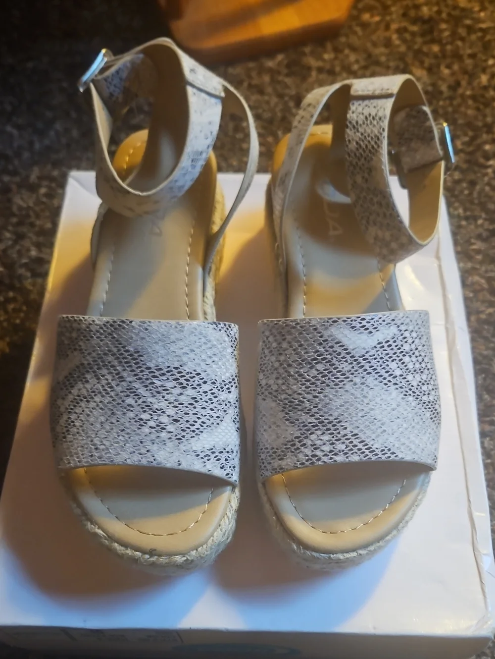 Women’s Neutral Snake-Print Espadrille Sandals - Ankle Strap